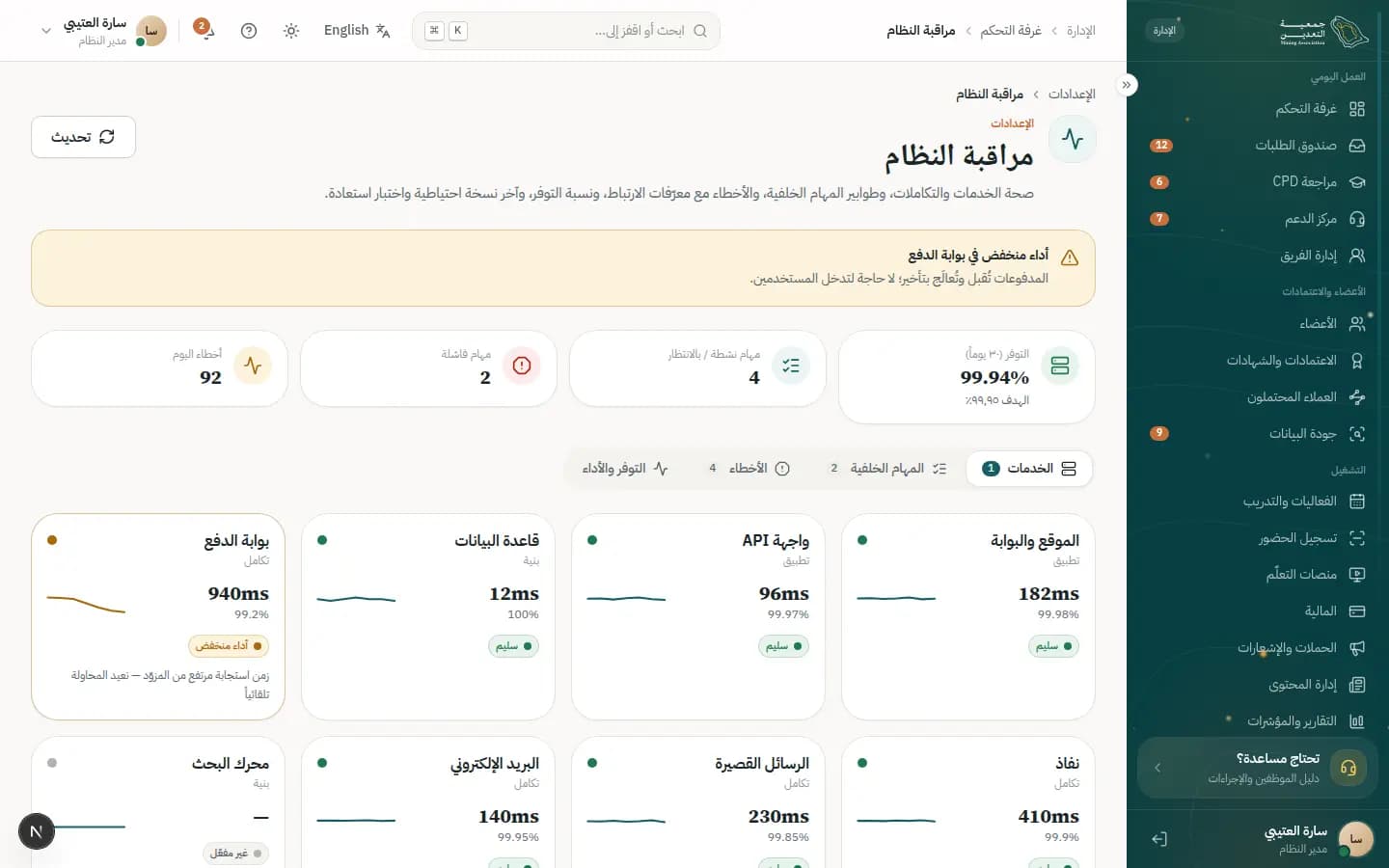 Screenshot: System monitoring